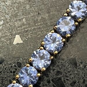 Technibond vintage blue CZ Tanzanite 18K Sterling silver tennis line bracelet